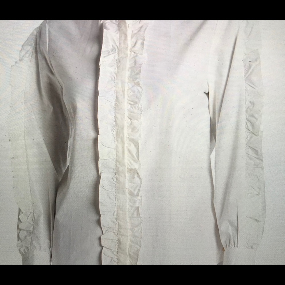 Scotch & Soda Ruffle Button Down White Shirt XL - Picture 2 of 8